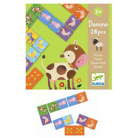 Jeu De Dominos Ferme Djeco - 28 Pièces Carton, Animaux Et Chiffres - Pour Enfants à Partir De 3 Ans