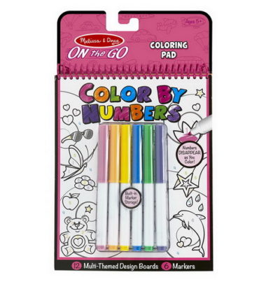 Melissa & Doug 5377 On the Go Color by Numbers Kids' Design Boards With 6 Markers - Unicorns, Ballet, Kittens, and More