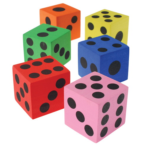 Lot of 12 Assorted Colored Foam Dice 1.5" D6 Gaming Casino 